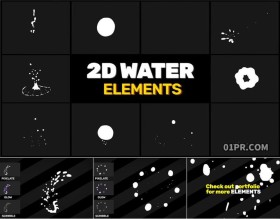 PR图形模板 10组4K卡通液态水滴飞溅液体动画元素视觉特效